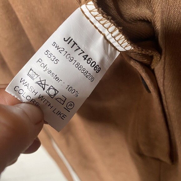 Shein Women Brown Long Sleeve Utility Jumpsuit XL Belted Button Front Ribbed - Picture 5 of 8